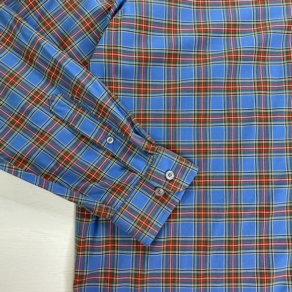 LL Bean Mens Traditional Fit Blue Plaid Button Down Shirt XL - Picture 8 of 9